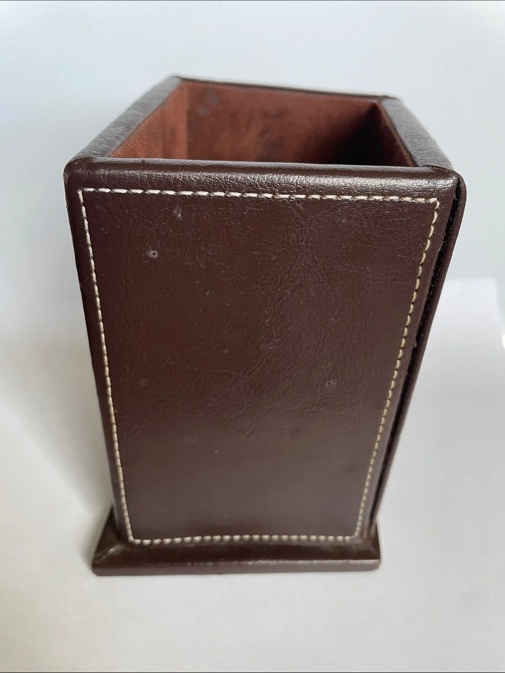 Brown Faux/Vegan PU Leather Pen Holder Organizer - Unbranded